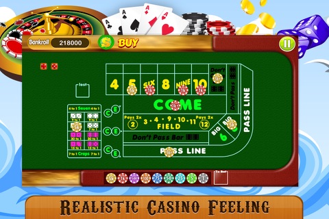 Craps Table LITE - Best Free Casino Betting Game screenshot 2