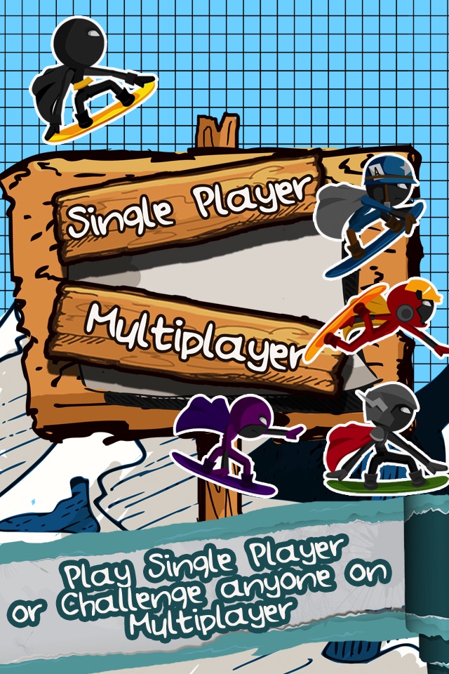 A Superhero Stickman Run - Amazing Mountain Snowboard Racer screenshot 3