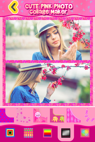 Cute Pink Photo Collage Maker: Adorable photo editor for girls with lots of photo frames, background color themes and photo filters screenshot 4