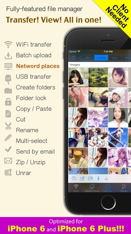 iFileExplorer Pro - Built-in document(Pdf,Word,ppt,els) reader and movie/music(Avi,Mp3) player and unzip/unrar