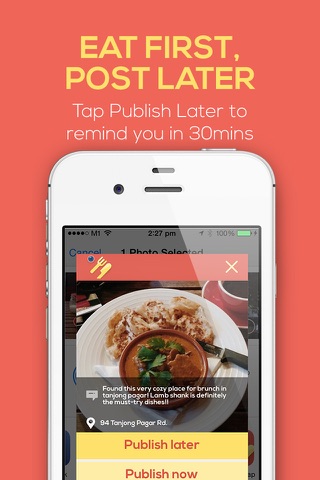 HungerSnap - Eat First, Post Later! A Foursquare extension to leave reviews screenshot 2