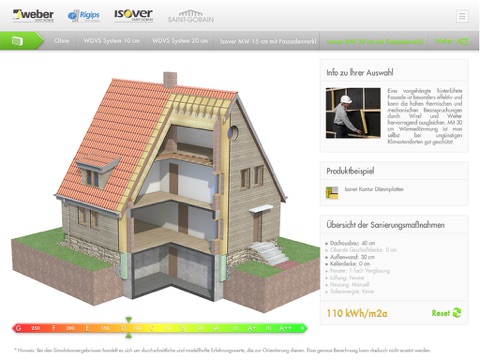 Saint-Gobain Multi-Komfort Energiesparsimulation screenshot 2