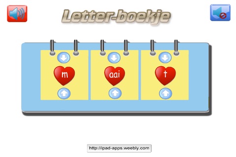 letter flipflap boekje met geluidsklanken, om zelf woorden te leren en te maken en klanken te leren uitspreken. Voor school en thuisgebruik. screenshot 2