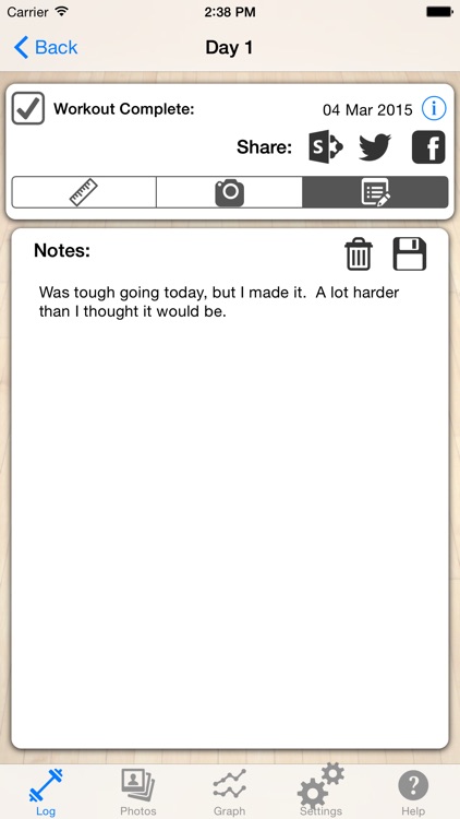 Log for Pilate Yoga Workout