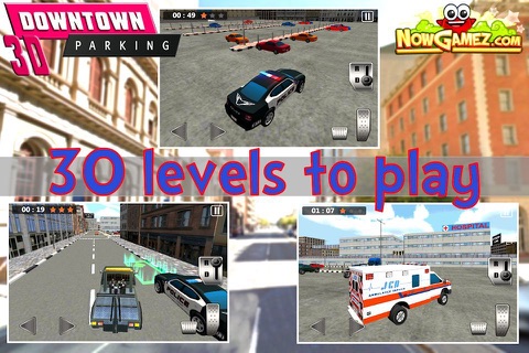 3D Downtown Parking Police muscle Cars Racing towtrucks ambulance Free Driving game screenshot 3