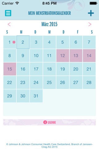 o.b.® Menstruations-Kalender App screenshot 2