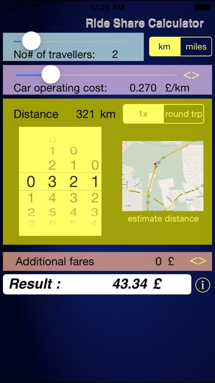 Calc-a-ride Fuel Cost & Ride Share Calculator
