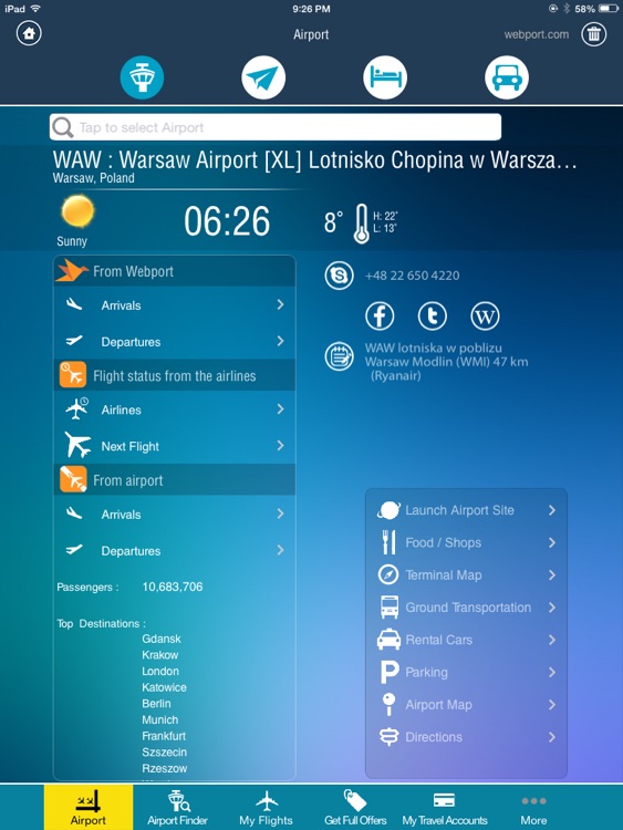 Warsaw Chopin Airport + Flight Tracker HD WAW Wizz