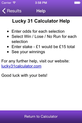 Lucky 31 Bet Calculator screenshot 3