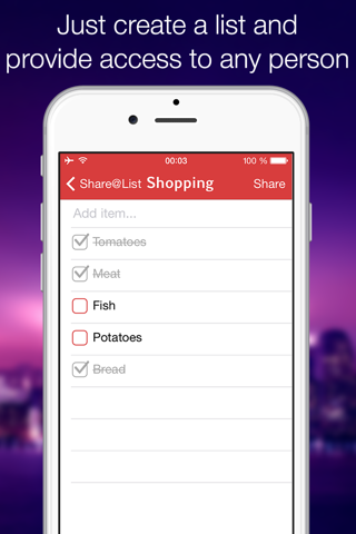 Share@List is a minimalistic application for joint work on lists (tasks, shopping lists, check lists) Productivity