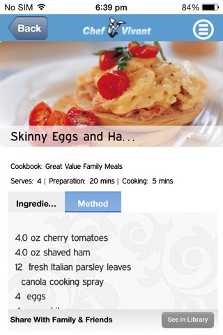 Chef Vivant - iPhone Edition - Customizable, Interactive, Digital Cookbooks and Recipe Channels screenshot 4