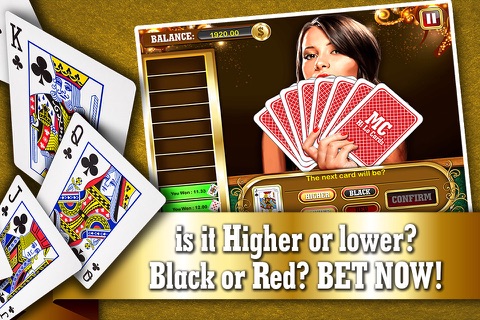 Monte Carlo Hi-lo Cards FREE - Live Addicting High or Lower Card Casino Game screenshot 2