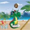 Dino Jump - Escape from the nutty coconut on a beach stroll fun game