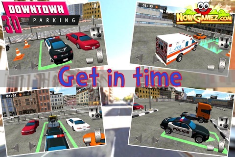3D Downtown Parking Police muscle Cars Racing towtrucks ambulance Free Driving game screenshot 4