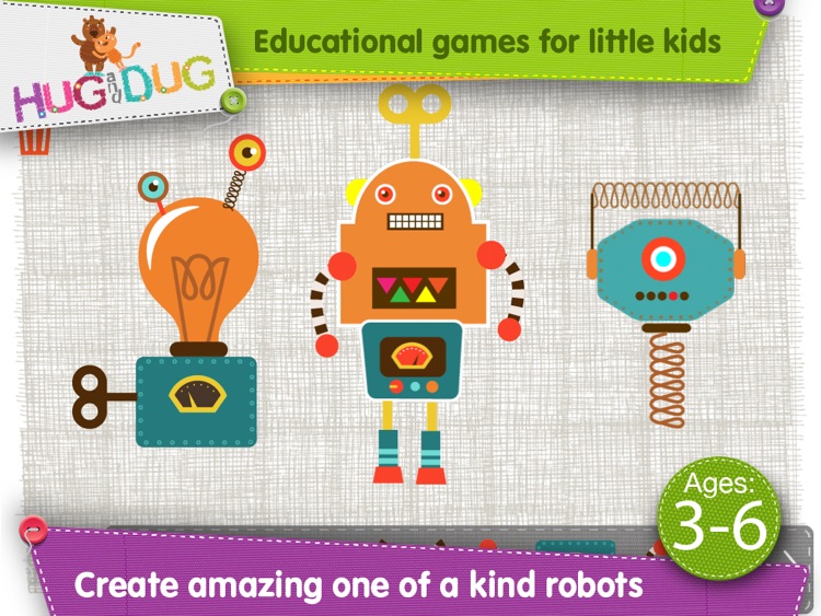 HugDug Robots - Little kids and toddlers build amazing robots and crazy machines