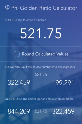 Phi Golden Ratio Calculator screenshot 2