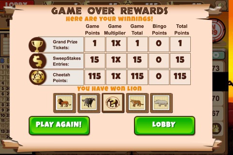 Cheetah Bingo screenshot 3