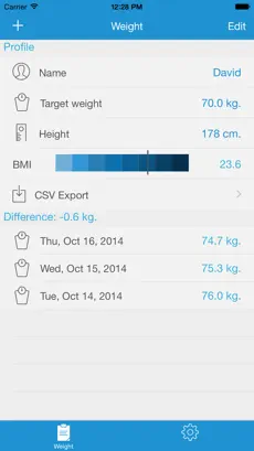 Screenshot 1 Weight Tracker -¡Controle su peso e IMC! iphone