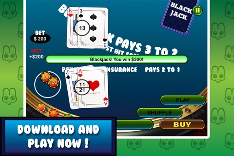 Black Jack Bunny – Mega 21 Las Vegas Card Game Free ! screenshot 2