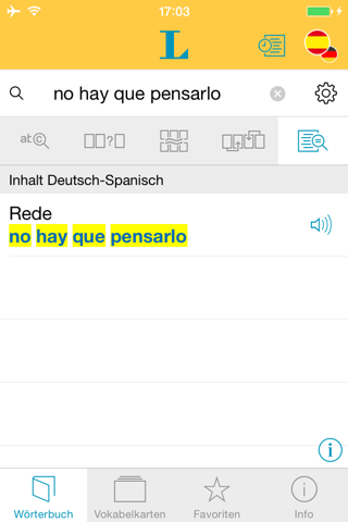 Spanisch <-> Deutsch Wörterbuch Basic mit Sprachausgabe screenshot 2