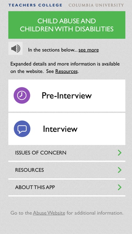 Disability & Abuse – Forensic interviewing considerations related to children with disabilities  (Teachers College, Columbia University)