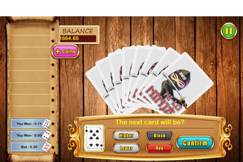 Awesome Hi-Lo Ninja Casino Card Pro - best gambling card betting game screenshot 2