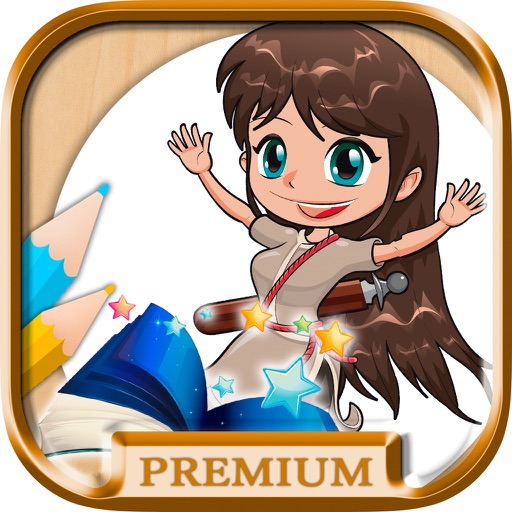 Coloring classic and fairy tales – educational game - Premium icon