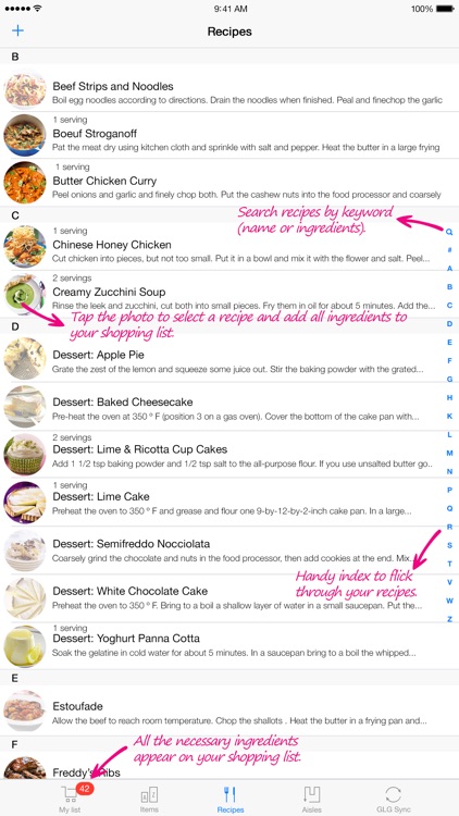 Grocery List Generator - Create shopping lists and store all your recipes. screenshot-3