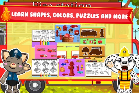 Kids Learning Fun & Educational Games for Toddlers - play fire truck puzzles & teach brain skills to pre-school children! screenshot 3