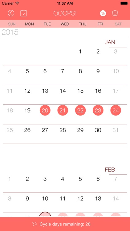 Ooops! - women's calendar menstrual cycle