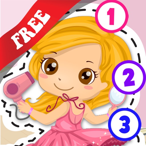 Free Kids Makeover Puzzle Teach me Tracing & Counting - girls dress up princesses with make-up and earrings icon