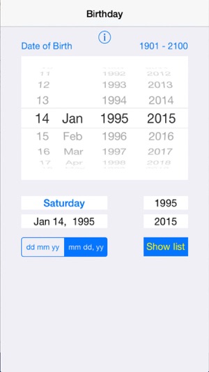 Birthdays - year by year