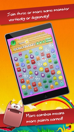 Cute Monster Heroes Match Threes Puzzle Game(圖2)-速報App