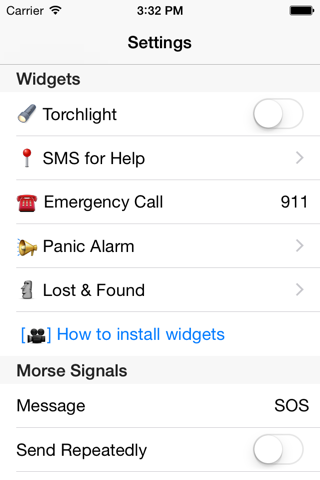 eKit emergency PANIC flash alarm and Lost&Found torch widget screenshot 2