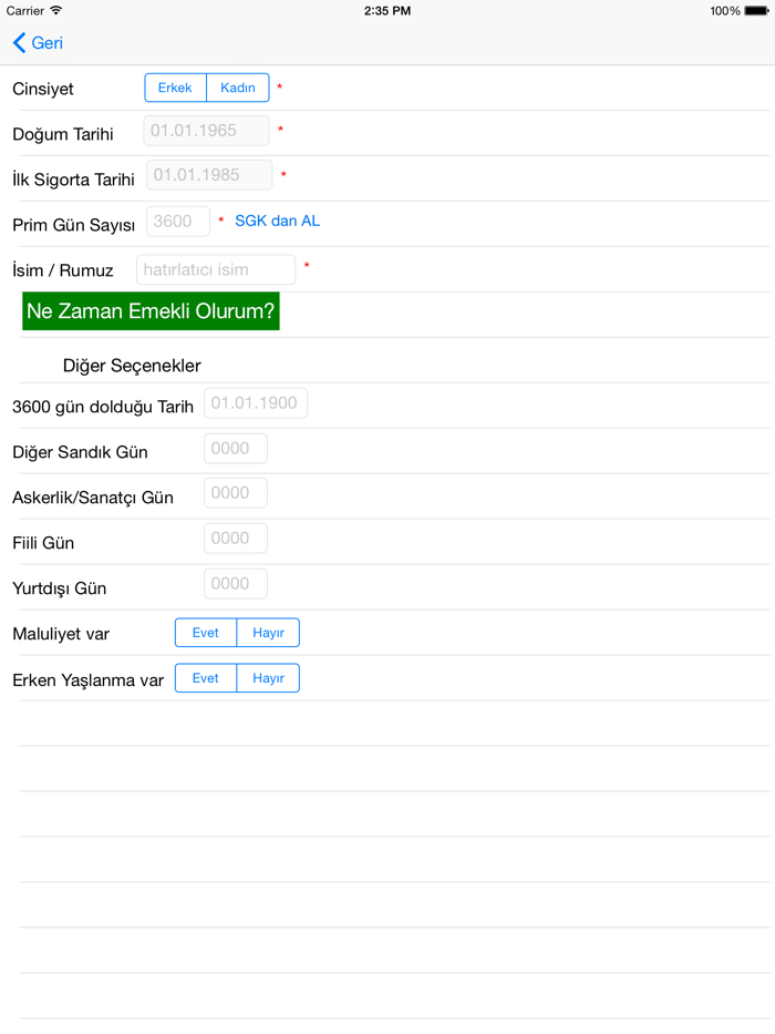 Ne Zaman Emekli Olurum?