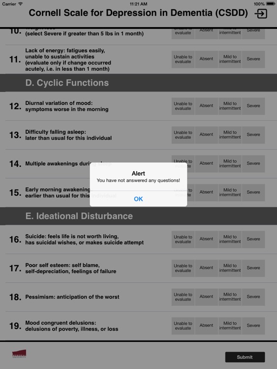 Cornell Scale for Depression in Dementia