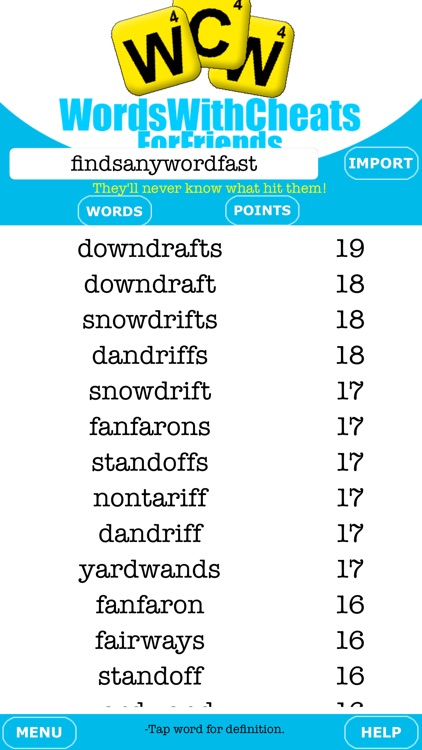 Words With Cheats For Friends ~ The best word finder & dictionary for games you play with words and friends. (HD+) screenshot-3
