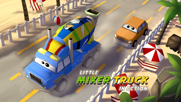 A Little Mixer Truck in Action Free: 3D Cartoonish Construction Driving Game for Kids