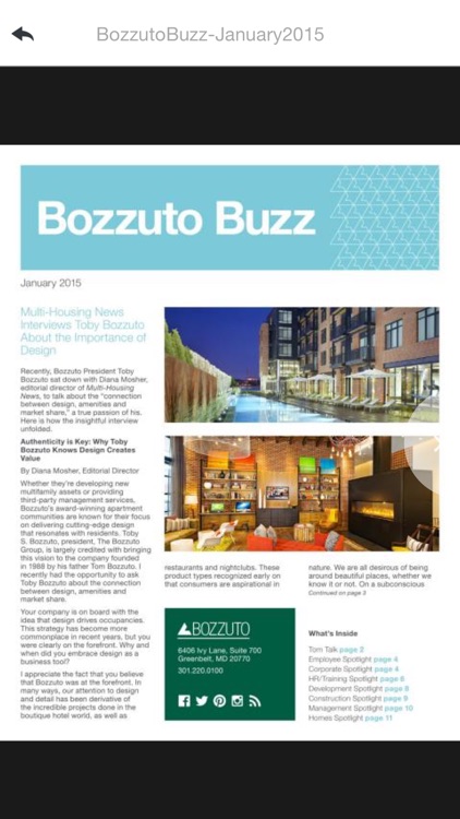 Bozzuto Buzz e-zine