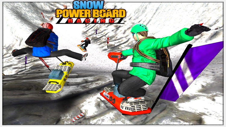 Snow Powerboard Racing ( 3D Speed Sports Power board stunts racing offroad game on Fast ice road tracks with real ragdoll physics ) screenshot-3
