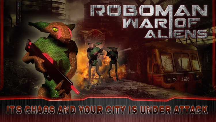 ROBOMAN War of Aliens - 3D Steel Robot Machines Fight Adventure game Simulation in City Battlefield