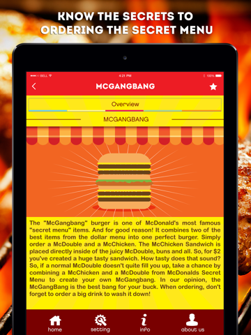 Screenshots of Secret Menu for McDonald's - McD Fast Food Restaurant Secrets for iPad