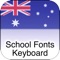 SchoolFonts Keyboard - AU/NZ, a custom keyboard that displays both lowercase and uppercase letters, as well as a simplified set of numbers and special characters in the correct school fonts for all Australian States and New Zealand