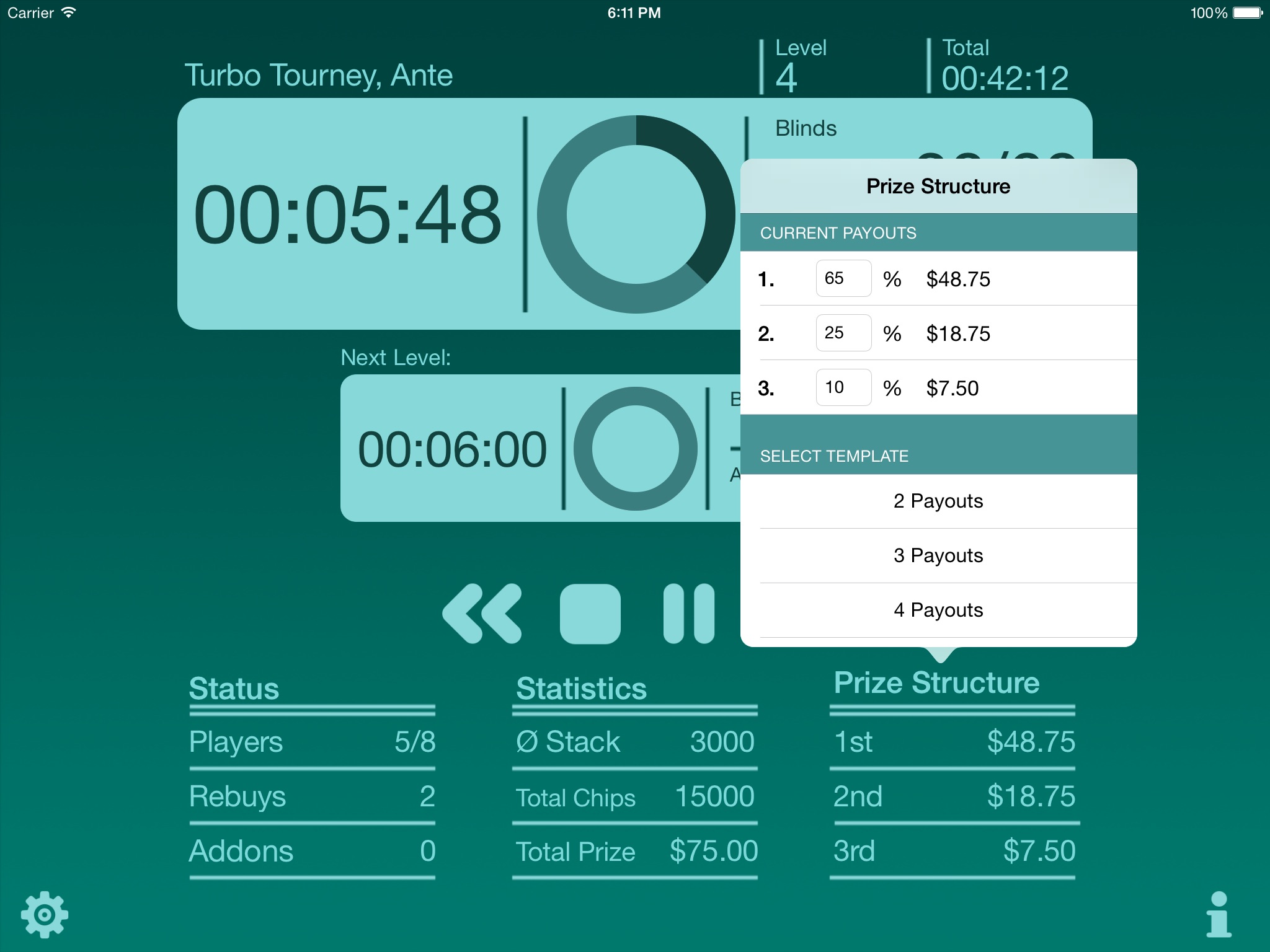 Poker Blind Timer HD Lite screenshot 2