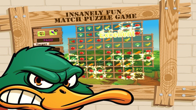 Duck Survival Battle Free - Slide & Swipe Fruits & Vegies to Colapse, Blast and Eliminate them