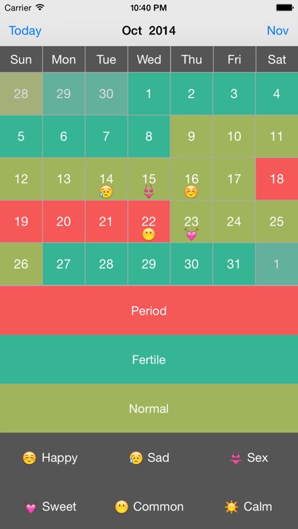 Easy Period Tracker - Menstruation - Ovulation - Fertile - Women - Calendar