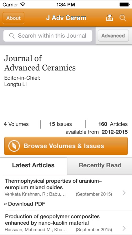 Journal of Advanced Ceramics