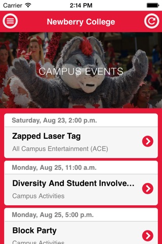 Newberry College Events screenshot 2