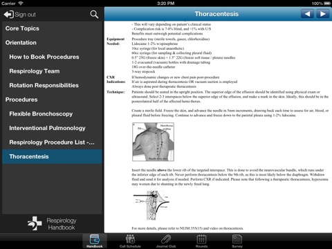 Respirology Handbook screenshot 2