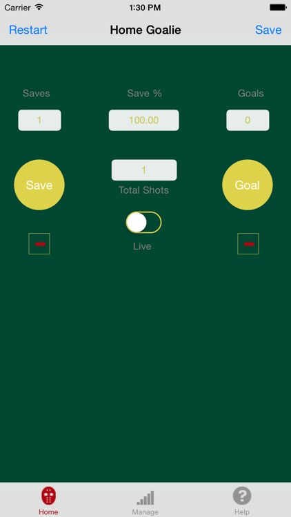 Lacrosse Goalie Stats tracker